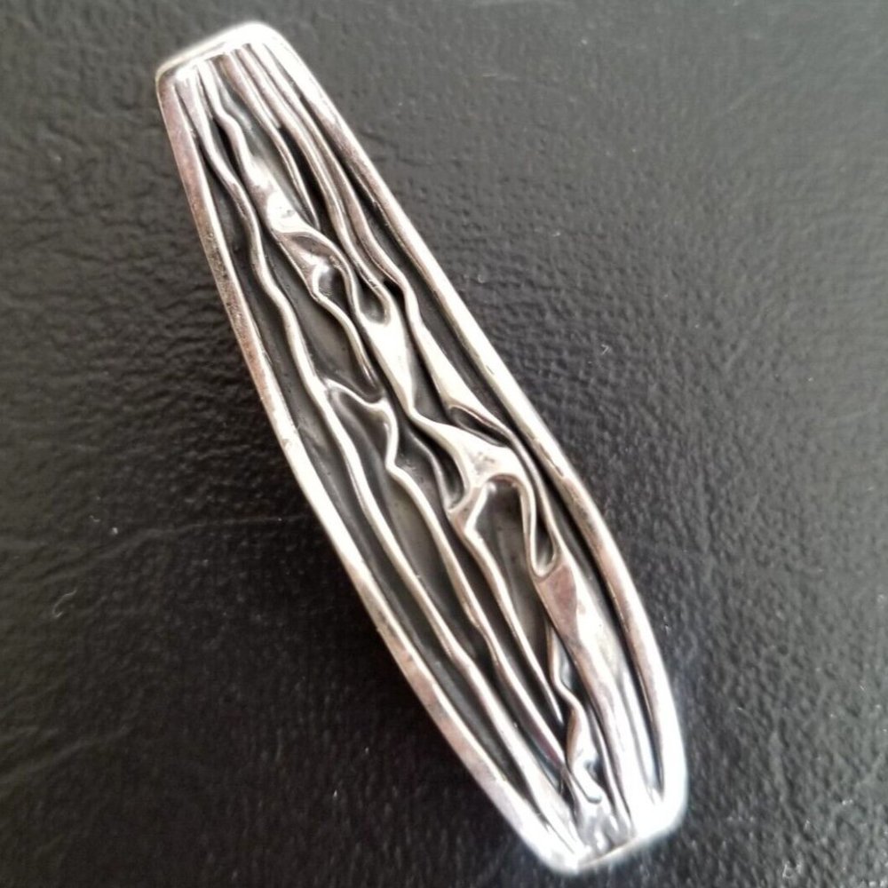 925 Sterling Silver Handcrafted Oxidized Unique Cascading Waves Long Pendant